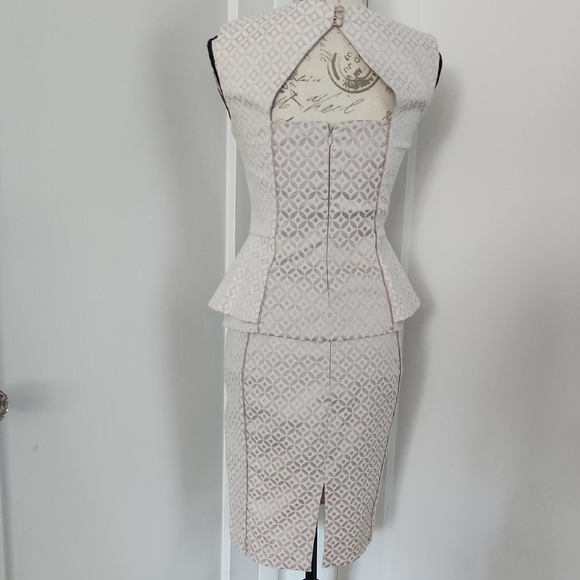 Elegant Cream Peplum Skirt Suit - Picture 4 of 16